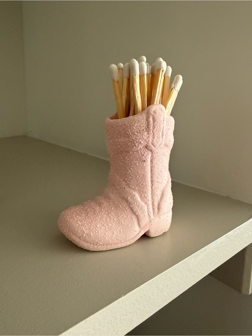 Pink Cowgirl Boot Matchstick Holder